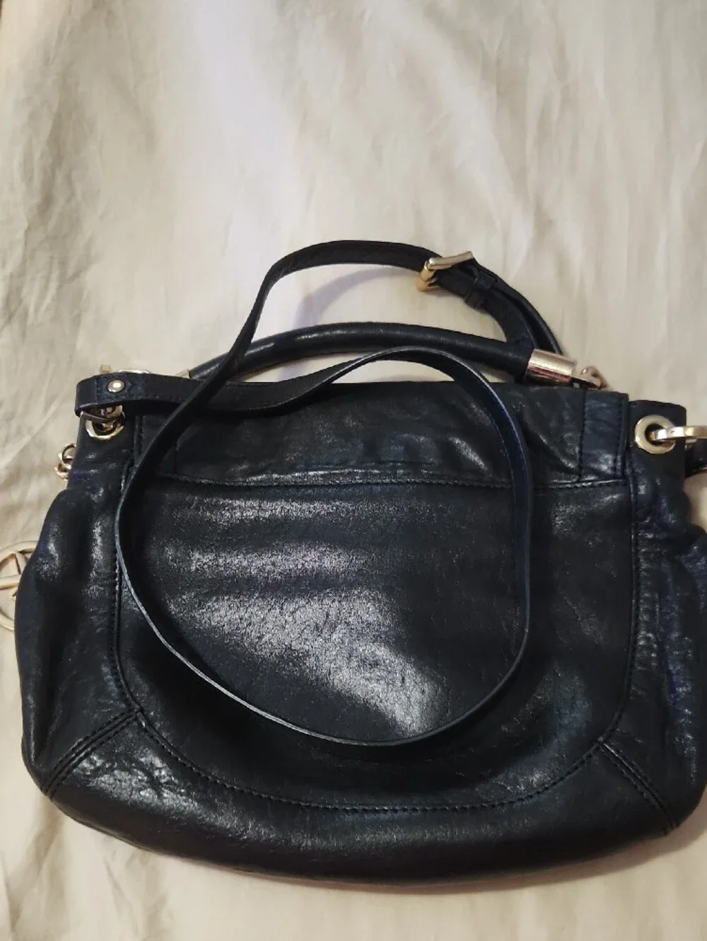 Michael Kors Black Leather Crossbody with Gold Hardware